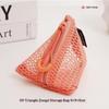 Triangular Mesh Bag Lipstick Jewelry Cosmetic Bag Portable Rope Design Mini Coin Purse Dopamine Color Candy Color Storage Bag