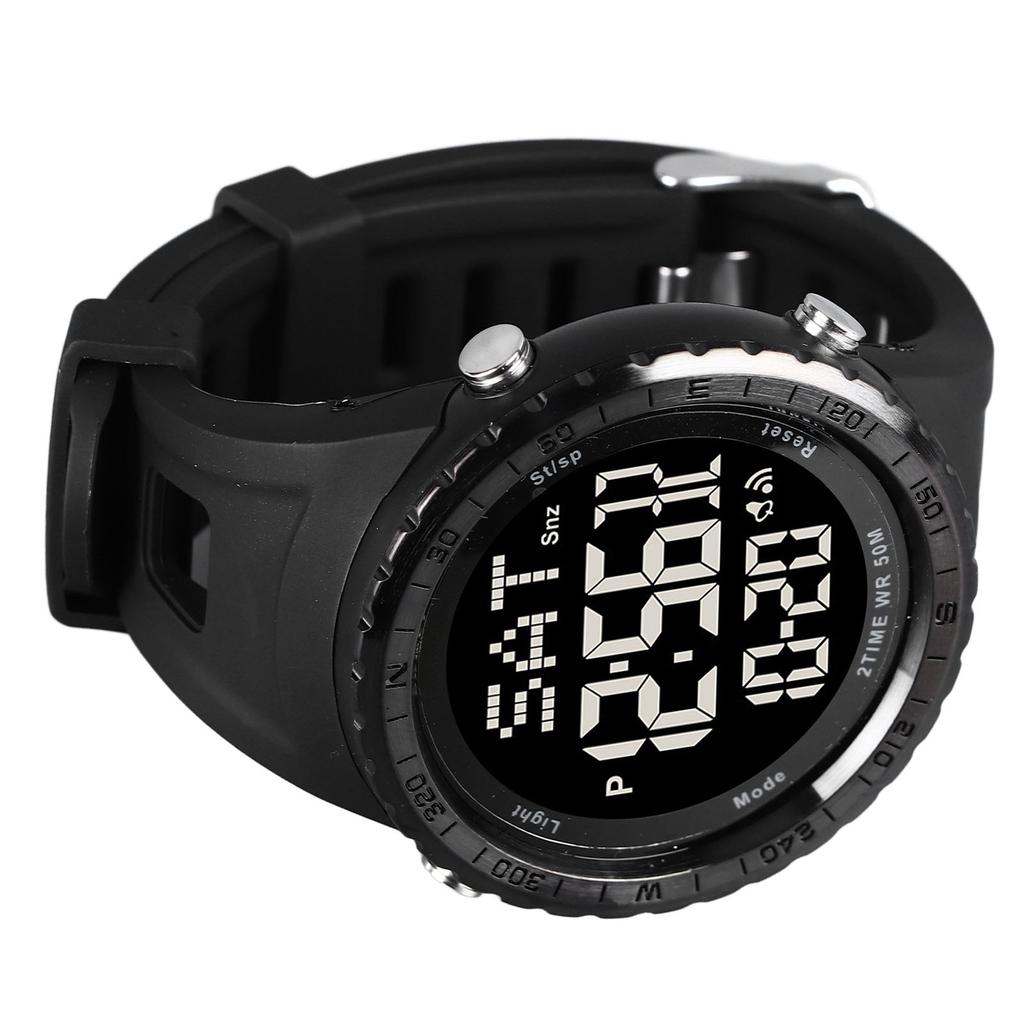 Men Analog Digital Watch Water Resistant LED Display Calendar Alarm Backlight Fashion Men Chronograph Sport Watch Black