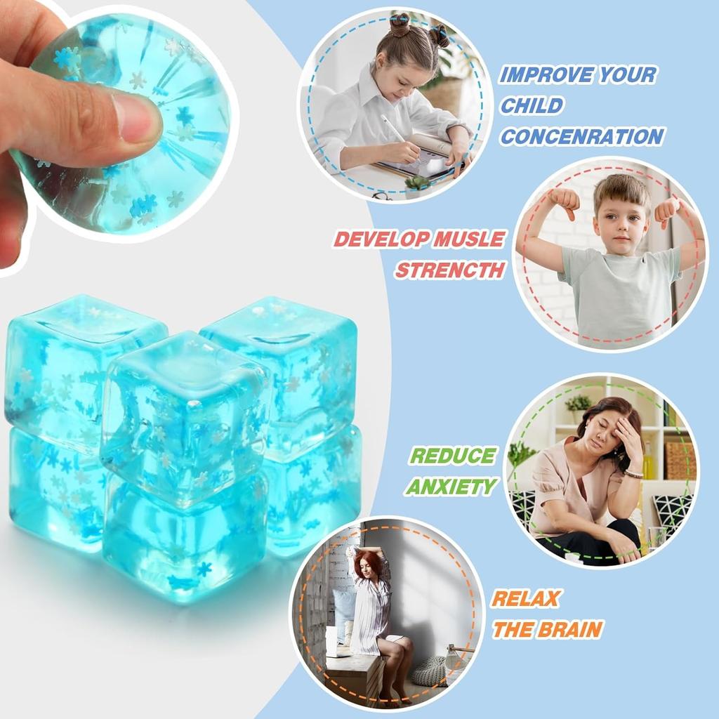 Kostka ledu na stres se sněhovými vločkami Mačkací hračka Pomalé zvedání Senzorické mačkací míčky pro děti Úleva od úzkosti, ceny do třídy