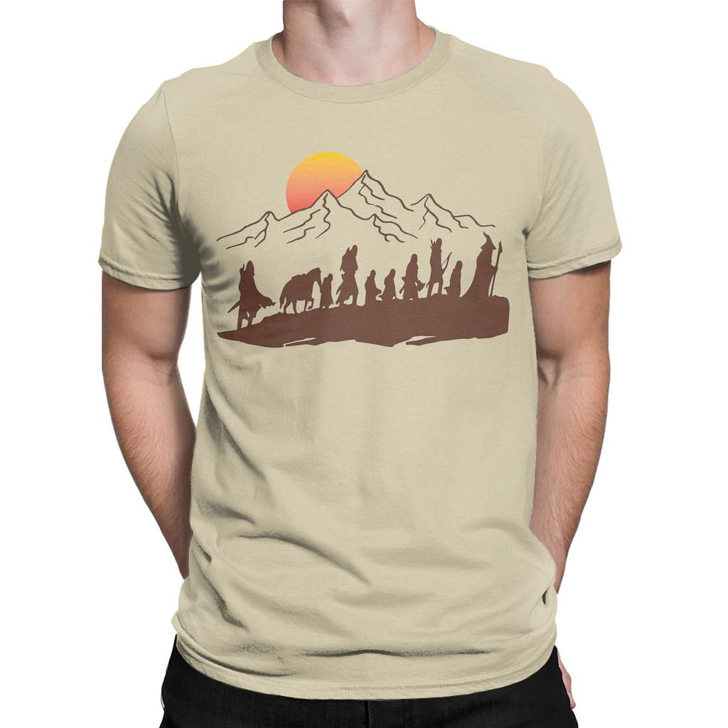 La Compagnia L-Signori degli A-Anelli Magliette Uomo Cotone Puro Magliette Divertenti Girocollo T-Shirt Manica Corta Vestiti Estivi