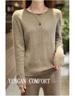 Elegant Autumn/Winter 100% Wool Slimming Pullover Sweater with Round Neck and Long Sleeves for Women
