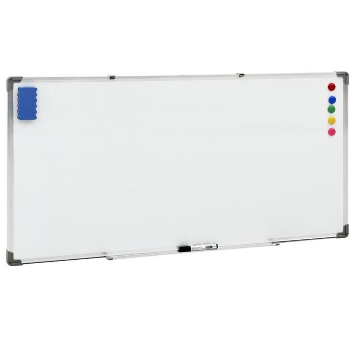 Tableau blanc - Blanc - 110x60 cm - Acier laqué - Aluminium - Magnétique