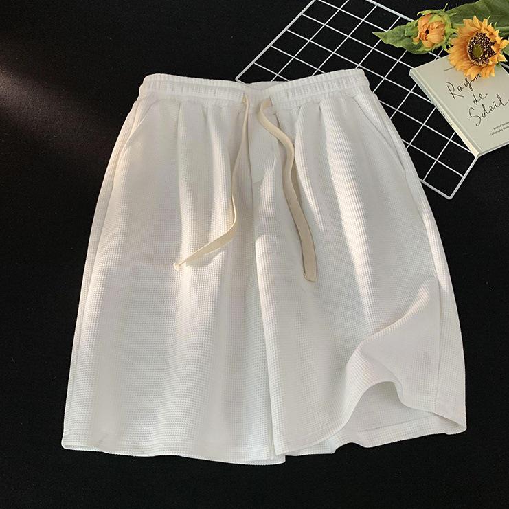 Japanese Style Casual Mid-Length Waffle Shorts for Men & Women - Trendy Summer Sportswear