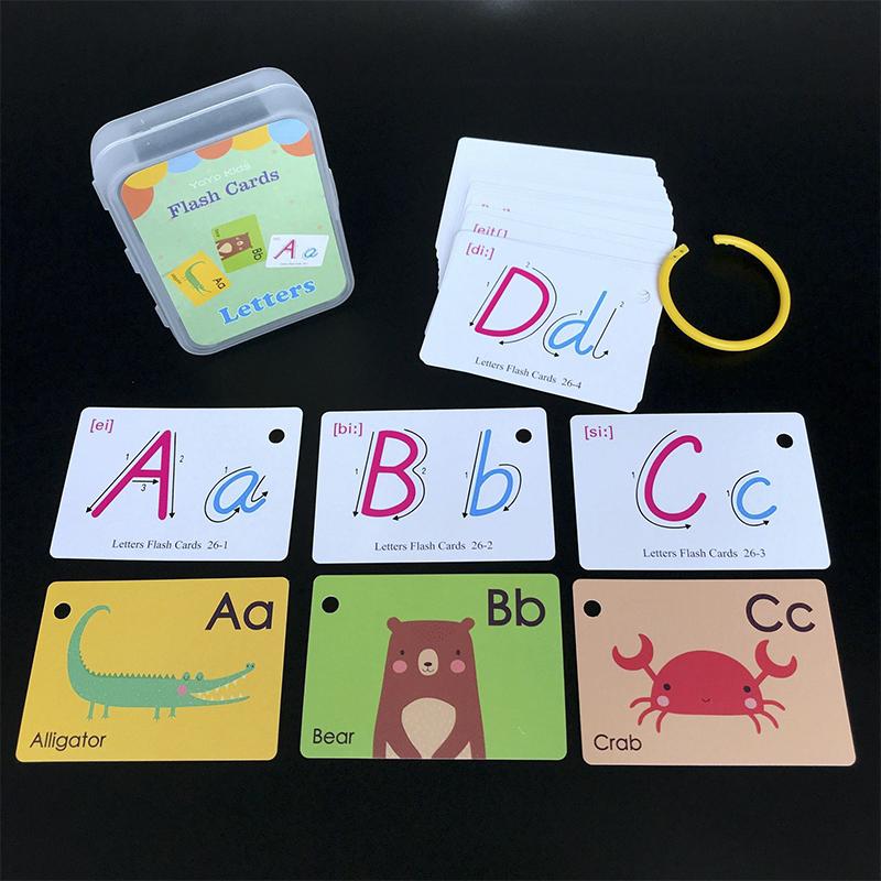 Montessori Toys for Children Early Learning English Flash Cards Educational Toys Kids Cognition Word Card Shape Animal Color Toy