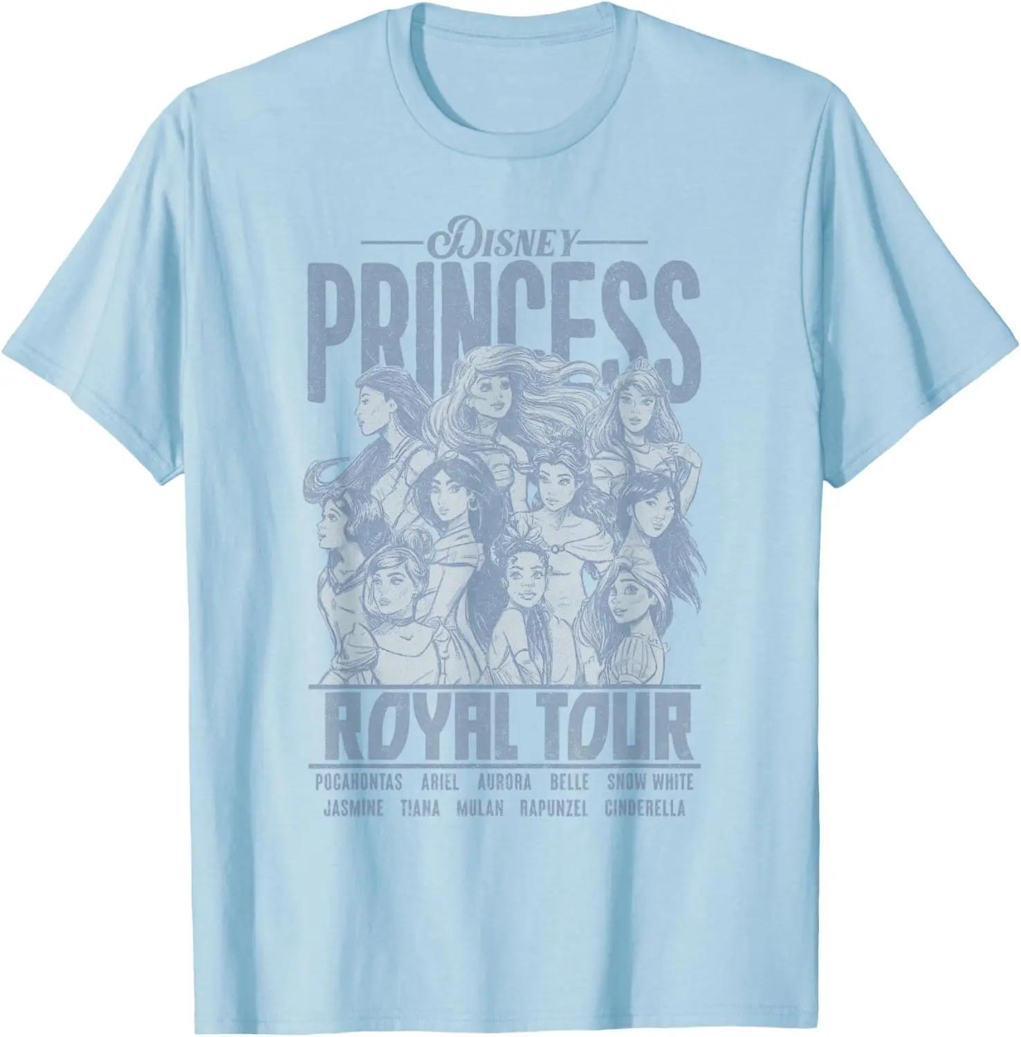 Hot Fashion Casual Disney Princesses Royal Tour Princess Group Poster T-Shirt S-4XL Four Seasons XXL