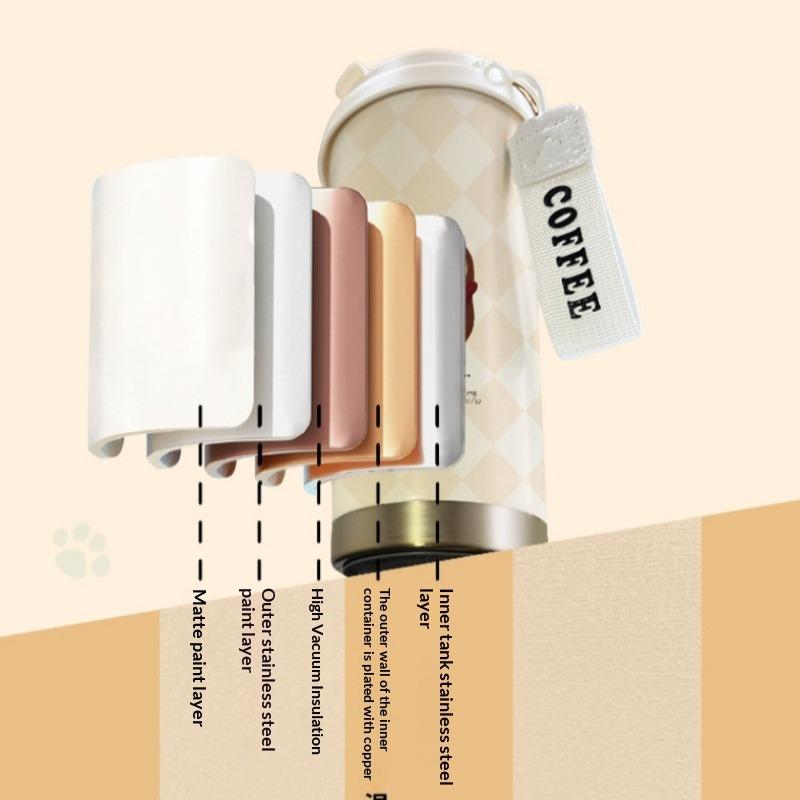 Kaffeebecher 316 Edelstahl Isolierbecher hochwertiger Herren- und Damen-Wasserbecher Cartoon Doppel-Trinkhalmbecher