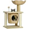 Scratching Post With Cat Cave Lying Platform Play Ball 45x40x74cm Beige