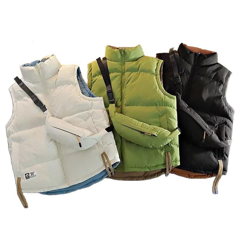 Double-sided wear thickened cold-proof vest, versatile loose coat in autumn and winter, casual trend warm vest