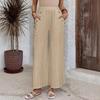 Wide Leg Pants Women Casual Solid Color Long Trousers with Pockets Loose Fit High Waist Daily Wear Elastic Waist