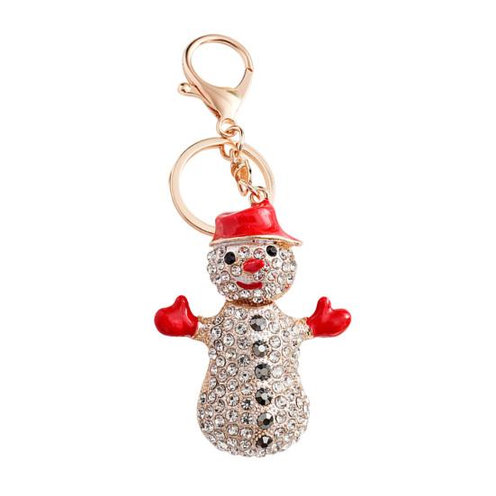 

Брелок-подвеска Сверкающие стразы Дизайн снеговика Металлическое кольцо для ключей Декоративный держатель для ключей Друзья Украшение для сумки белый