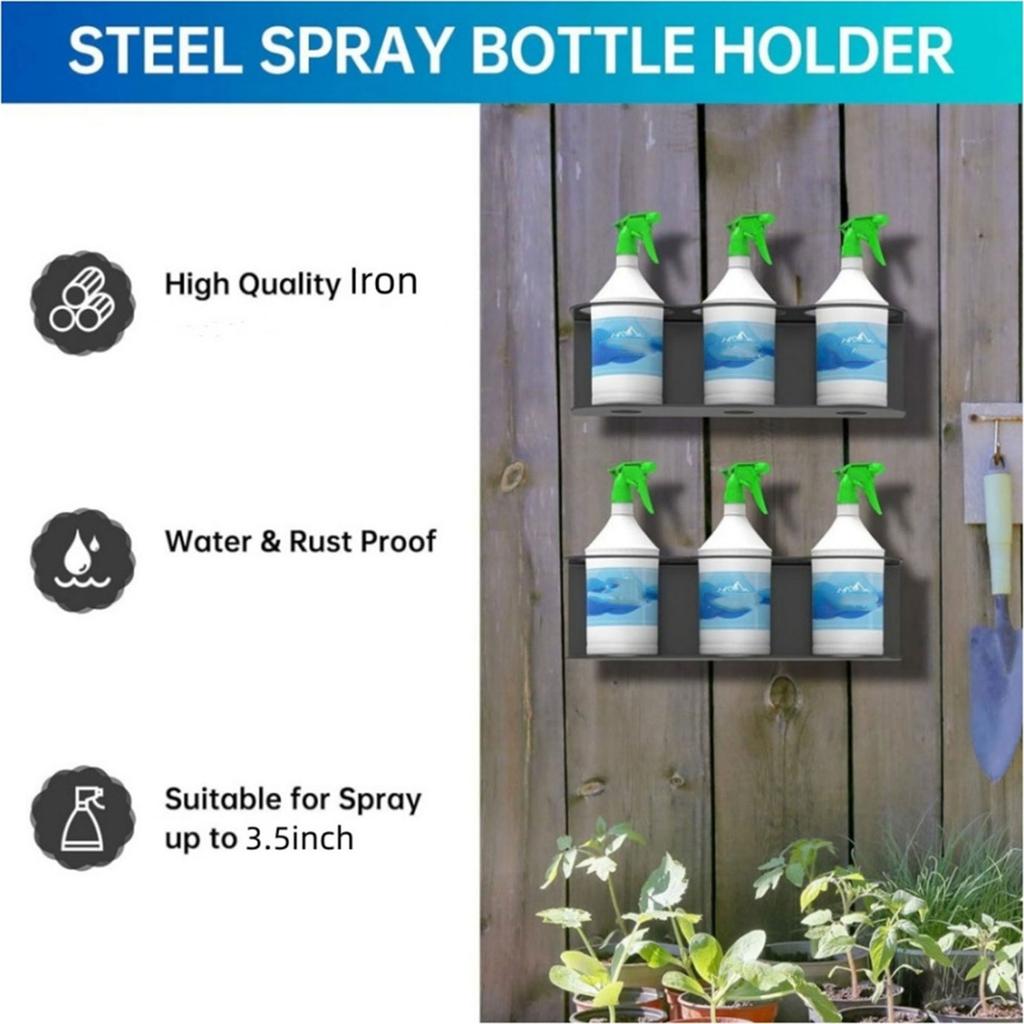 Multipurpose Spray Bottle Holder Heavy Duty Wall Mount Spray Bottle Holder Easy To Hanging Iron Storage Solution