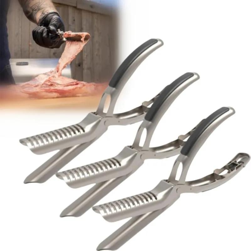 BBQ Rib Skinner Rib Membrane Remover Stainless Steel Tool, Kitchen Grill Gadget for Rib Prep for Chef Easy Membrane Removal