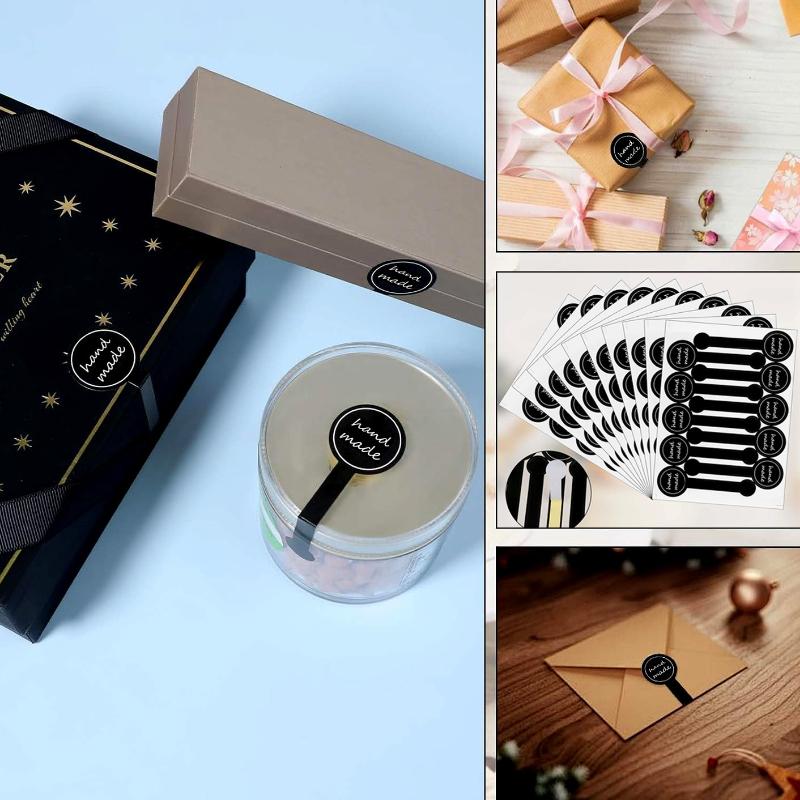 Black Thank You Long Sealing Sticker Pudding Bottle Sticker Baking Box Label Stickers DIY Handicraft Products Thank You Stickers