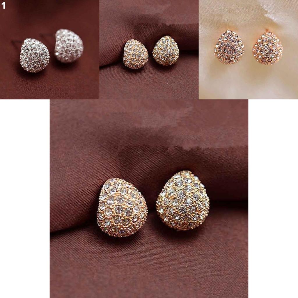 Chic And Stylish Women's Korean Crescent Moon Rhinestone Shining Stud Earrings