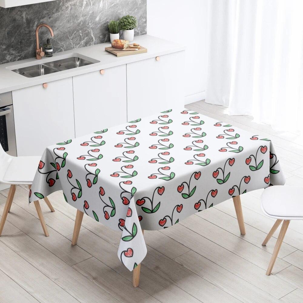 Cartoon Tablecloth Home Decor Stain Resistant Waterproof Table Decoration Rectangular Kitchen Fireplace Countertop