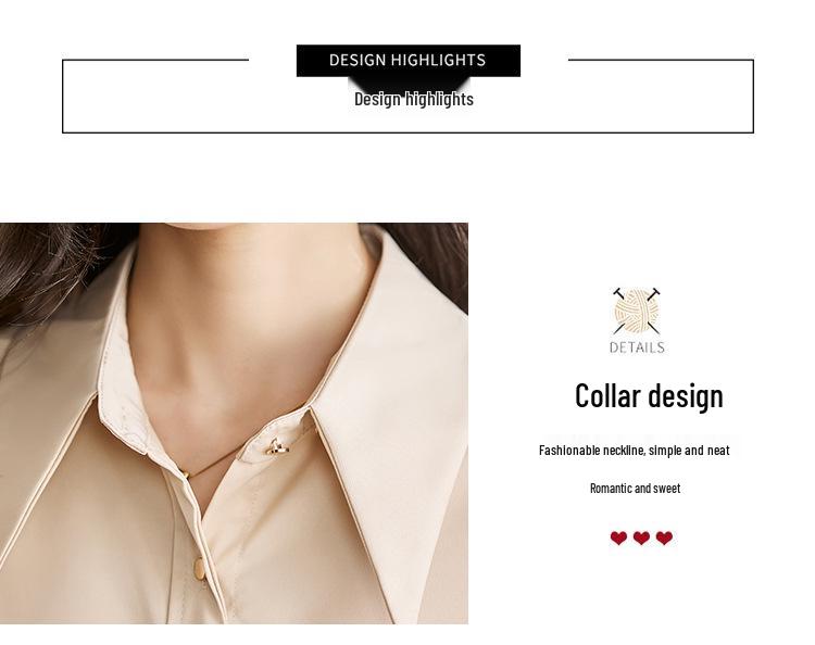 Women's Chic Early Spring Glossy Satin Long-Sleeve Shirt - Fashionable High-End Office Wear