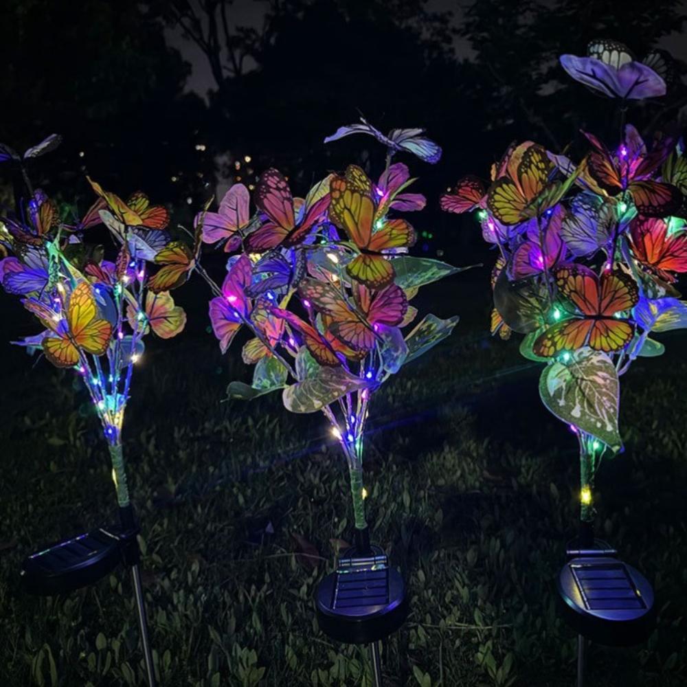 Solar LED Butterfly Flower Light Outdoor Simulation Christmas Lawn Lamp Garden Waterproof Landscape for Home Wedding Decor
