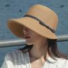 Straw hat women's summer visor Hepburn style sun hat fashion cool hat folding sunscreen hat big edge fisherman hat straw