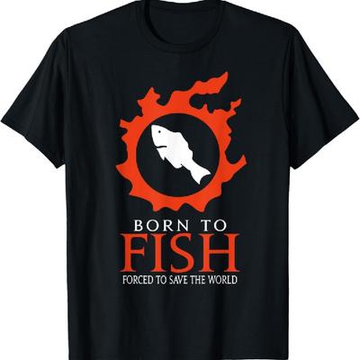 Born To Fish Forced To Save the World - Funny MMORPG T-Shirt_1