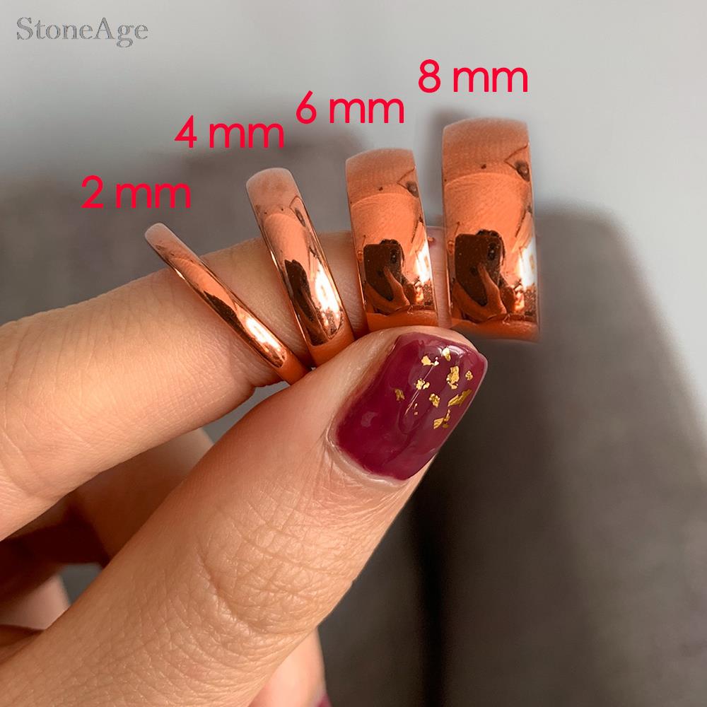 

All Size 2/4/6/8MM Smooth Stainless Steel Couple Rings for Unisex Women Men Thin & Width Promise Daily Chic Ring Zircon KBR181 5&2mm розового золота