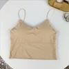 Women Bra Vest Seamless Padded Wireless Spaghetti Strap Full Cup Solid Color Summer Camis Tank Top