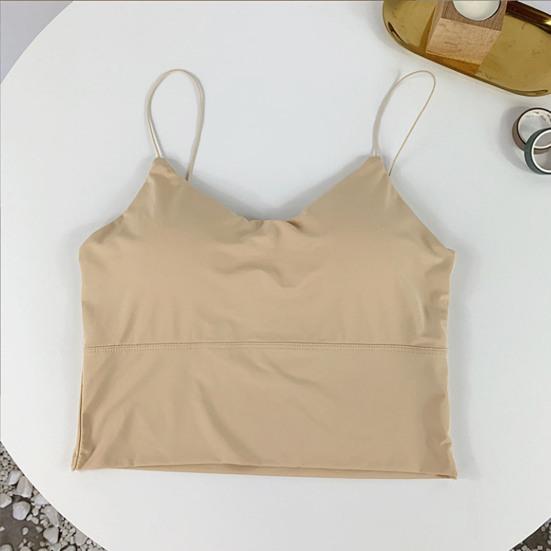 Women Bra Vest Seamless Padded Wireless Spaghetti Strap Full Cup Solid Color Summer Camis Tank Top
