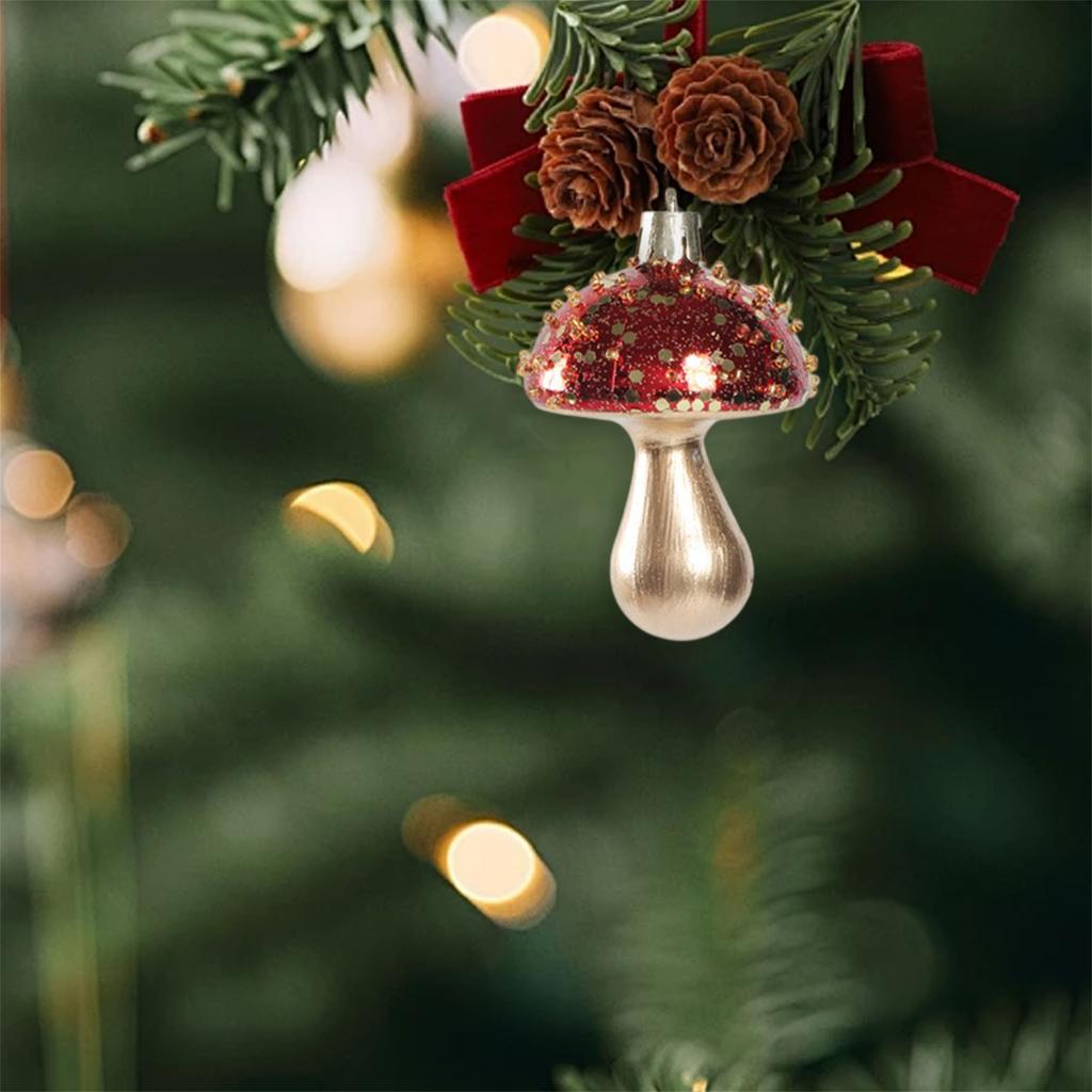 Festive Holiday Mushroom Ornaments 3-Piece Set Adorable Christmas Tree Decorations for Festive Party Atmosphere