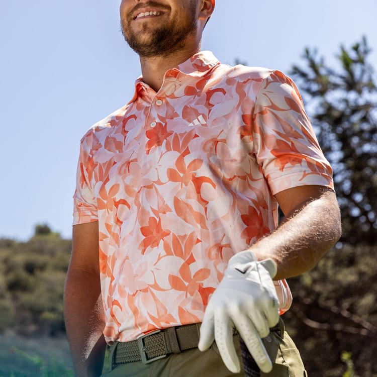 Adidas Floral Golf Polo Shirt Men Tops Coral HY5372