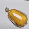Natural  Lucky Pendant National Style Chalcedony Pendant Beeswax Yellow Agate Jade Sweater Chain Peace Buckle Necklace