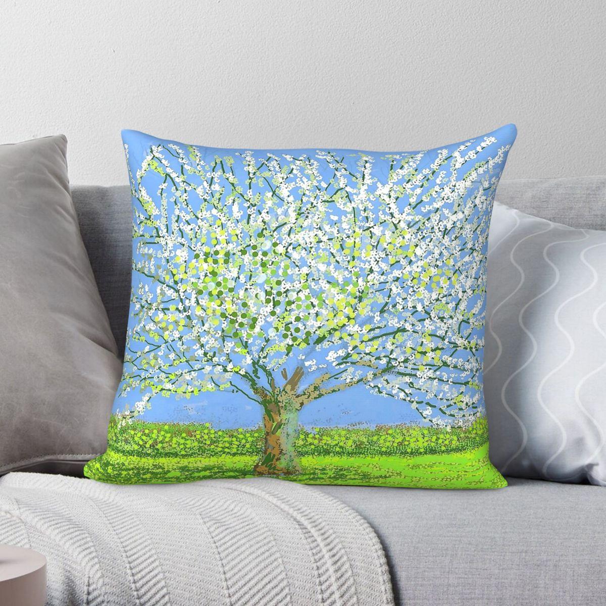 Exquisite Ornaments Unisex David Hockney Beautiful Tree Pillowcase Polyester Linen Velvet Creative Zip Decorative Pillow Case Home Cushion Cover