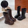 Mädchen Winter Stiefel bis zum Knie mit Seitenreißverschluss Dicke Sohle Kunstpelz Futter Modisch Reitstiefel Kinder