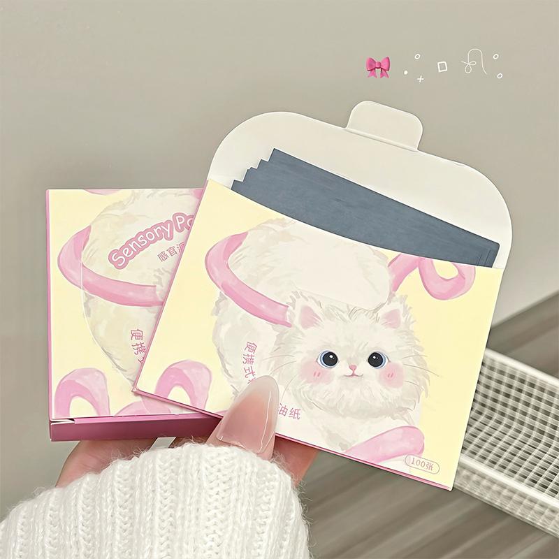 Facial Oil Absorption Paper With Mirror Puff Matte Oil Control Loose Powder Facial Wipes Oil Absorption Facial Clean Beauty
