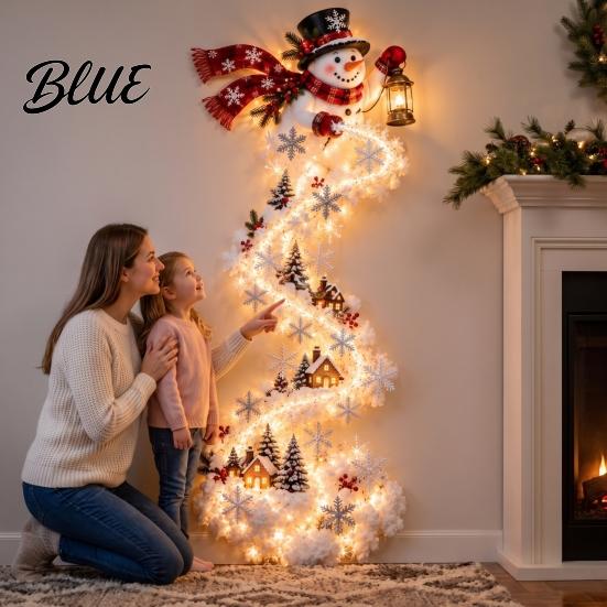 Rentier-Themenlichter Weihnachts-Zauberpfad Wandleuchte, Zug Baum Stern LED Kaskadierende Feiertagsdekoration Weihnachtsmann-Dekorationen mit Warmweißem Leuchten,