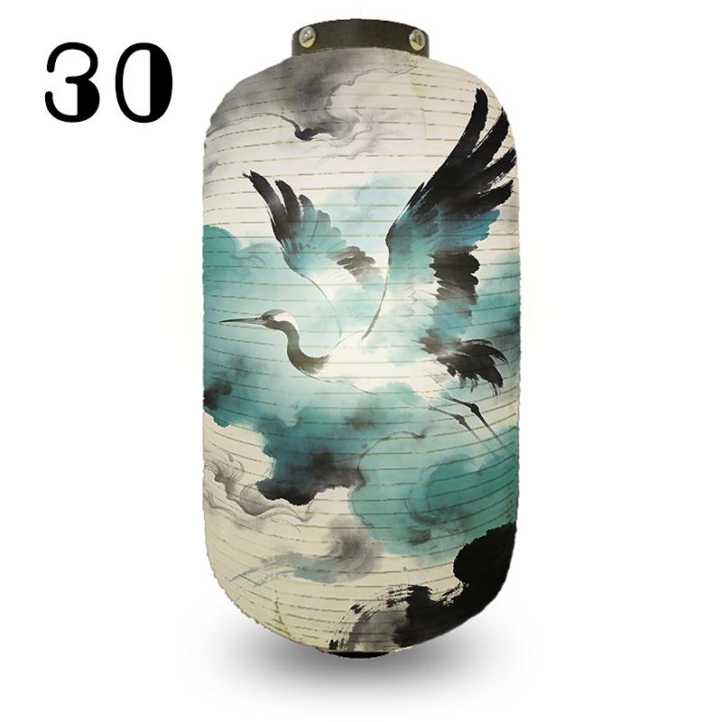 

Japanese Mid-Autumn Festival Cloth Lantern Antique Auspicious Crane Pattern Lantern Sushi Restaurant New Year Hanging Decoration 20x35cm
