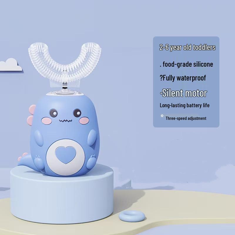 Smart Kids' U-shaped Electric Toothbrush: 3-Speed, Sonic Vibration, Soft Bristles, Waterproof, Ages 2-12.