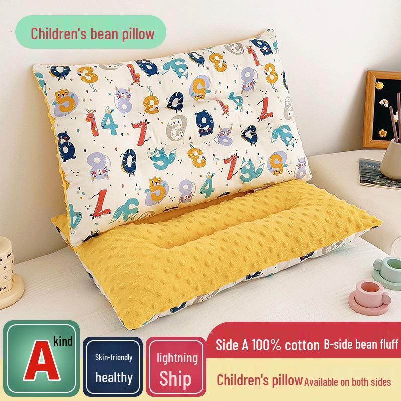 Children's All-Cotton Cartoon Bean Pillow - Velvet Nap Pillow for Kids