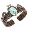 Amazonite Bangle 999 Copper Wire Wrapped Cuff Bracelet, Adjustable Bangle Gemstone Jewelry, Gift For Mom Handmade Brand, New Jewelry