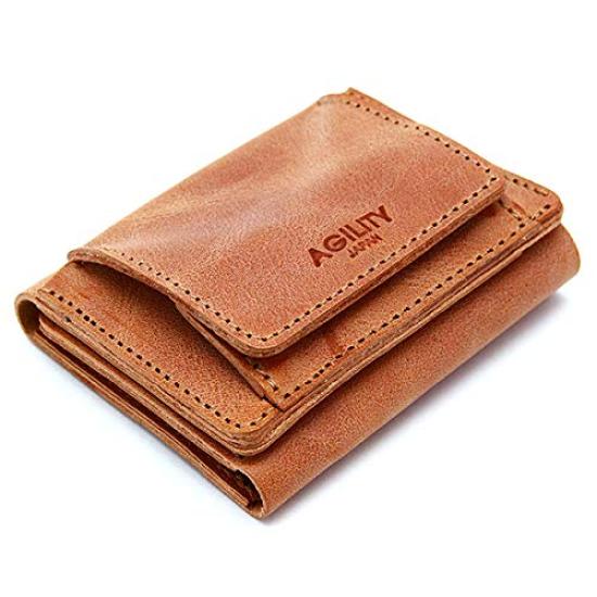 AGILITY affa "Lion" Mini Wallet, Tri-fold Wallet, Ultra-Small Leather Wallet, Genuine Leather, Mini, Small, Thin