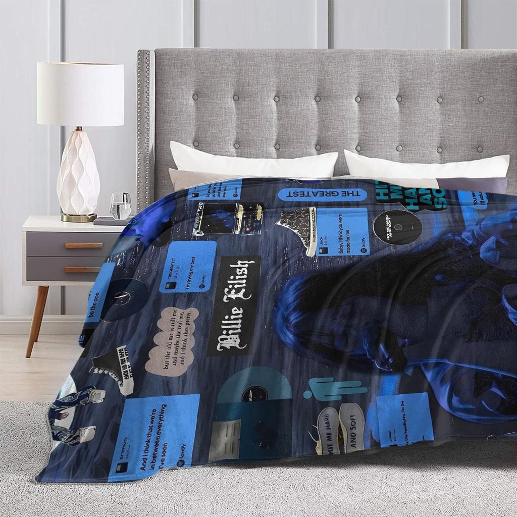 Hit Me Hard and Soft 2025 E-eilishes Blanket  Warm Soft Street Trend For Couch Bed Decorative Flannel Bedspread Bed Cover