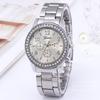 Luxury Quartz Watch Women Business Fashion Casual Round Rhinestone Rhinestone Silver Stainless Steel Strap Watch