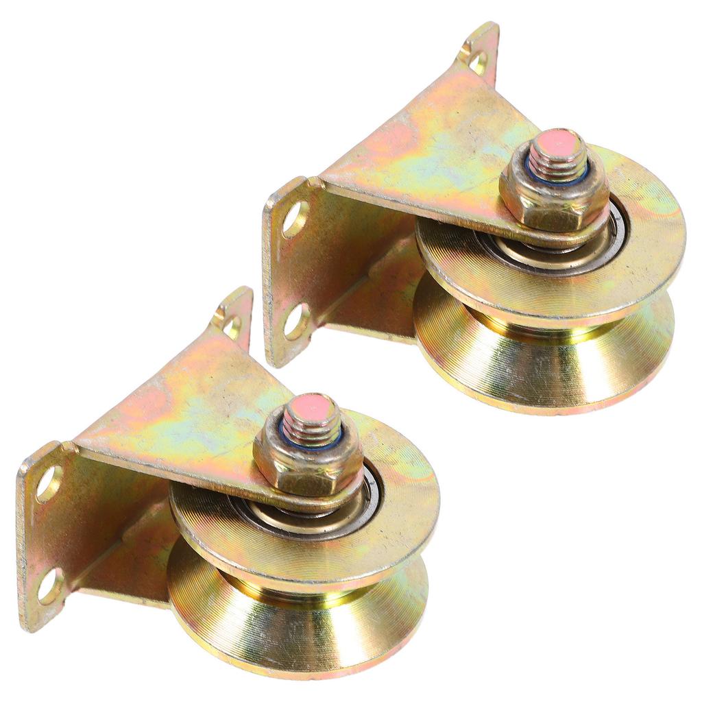 2Pcs Sliding Door Pulley Wheels Cable Pulley Wheel 2 Inch Iron Heavy Duty Ceiling Mount Garage Wire Rope Block Traction Towing