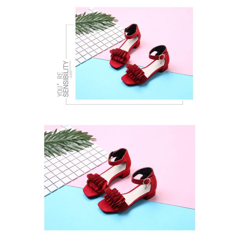 Nový styl dívčí sandály, módní princeznovské boty, měkká podrážka nízký podpatek otevřená špička římské sandály pro větší děti, dívčí školní boty