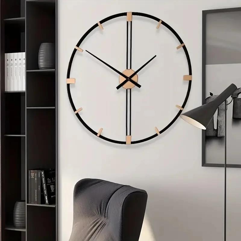 Large Wall Clock Living Room Iron Art Round Clocks Mechanism Silent Watches Kitchen Luxury Watch Room Design Wall Decoration