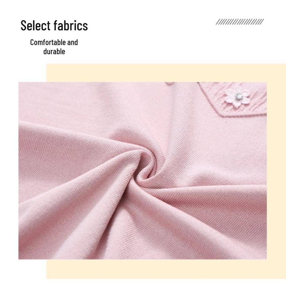 Elegant Lace Trim Women's Thin T-shirt - Spring/Autumn Casual Top for Mothers
