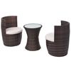 Set da Bistro a 3 Pezzi con Cuscini in Polyrattan Marrone