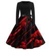 Women's Casual And Fashionable Long Sleeved R-neck Snowflake Print Dress