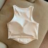 Canottiera imbottita da donna con reggiseno integrato, doppia fodera, collo alto, canottiera da stratificare, magliette basic, aderente, top estivo da uscire