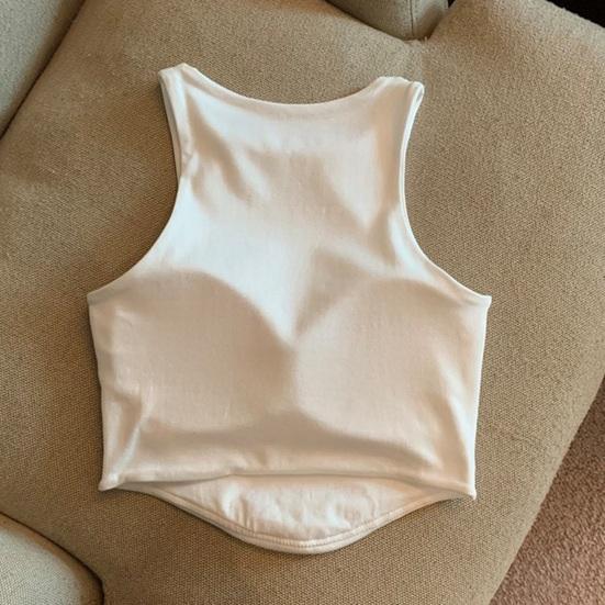 Canottiera imbottita da donna con reggiseno integrato, doppia fodera, collo alto, canottiera da stratificare, magliette basic, aderente, top estivo da uscire