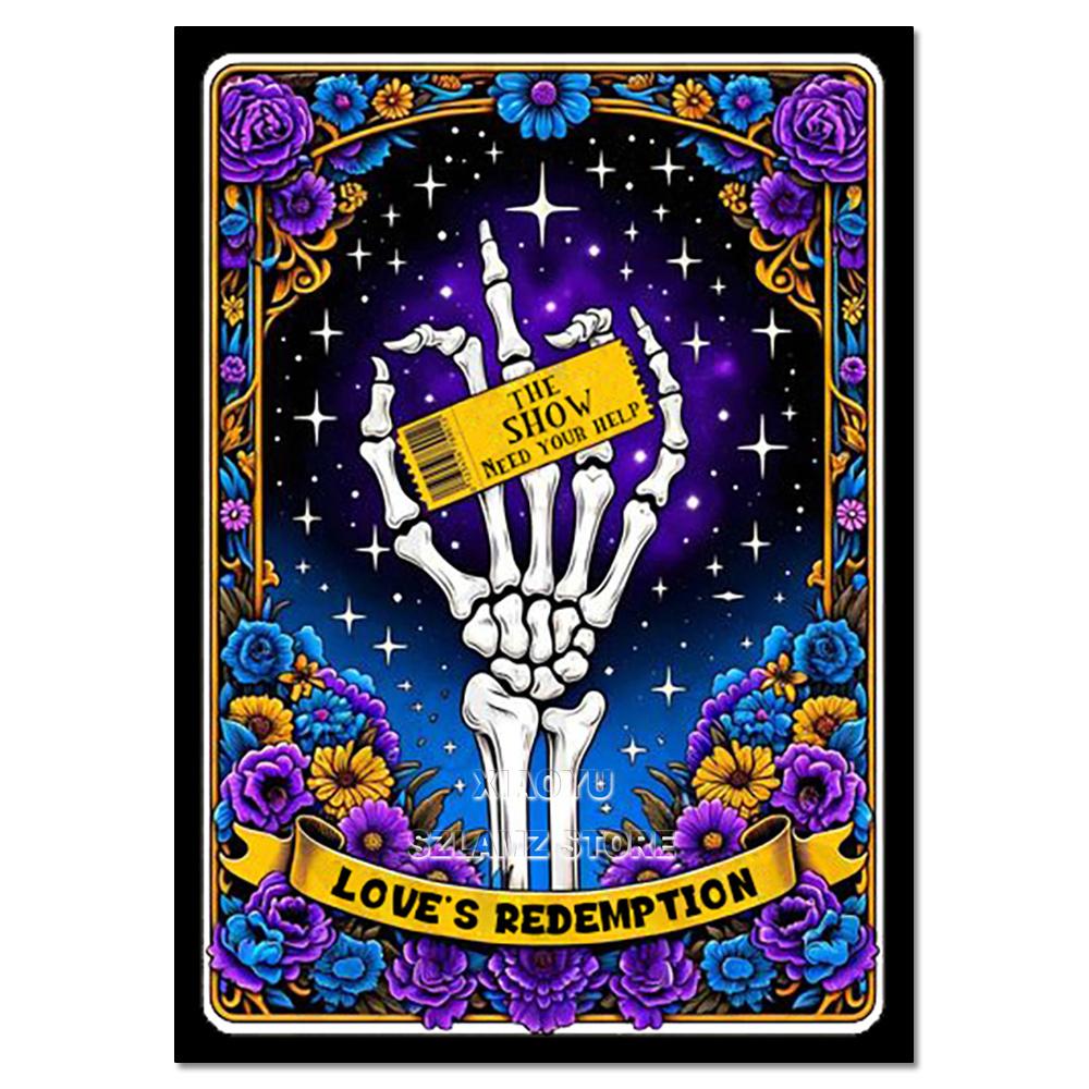 DIY Diamond Embroidery Tarot Card Diamond Painting Cartoon Skeleton Cross Stitch Set Halloween Art Decoration Gift