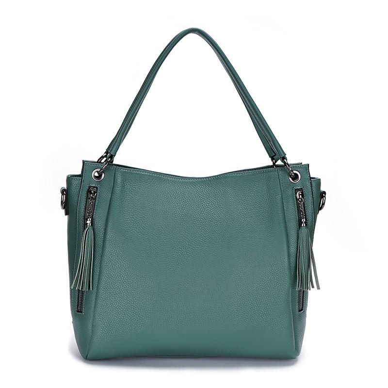 Wind Lychee Pattern First Layer Cowhide Large Bag Large Capacity Fashion Folds Single Shoulder Crossbody This Batch Of Casual Armpit Bags